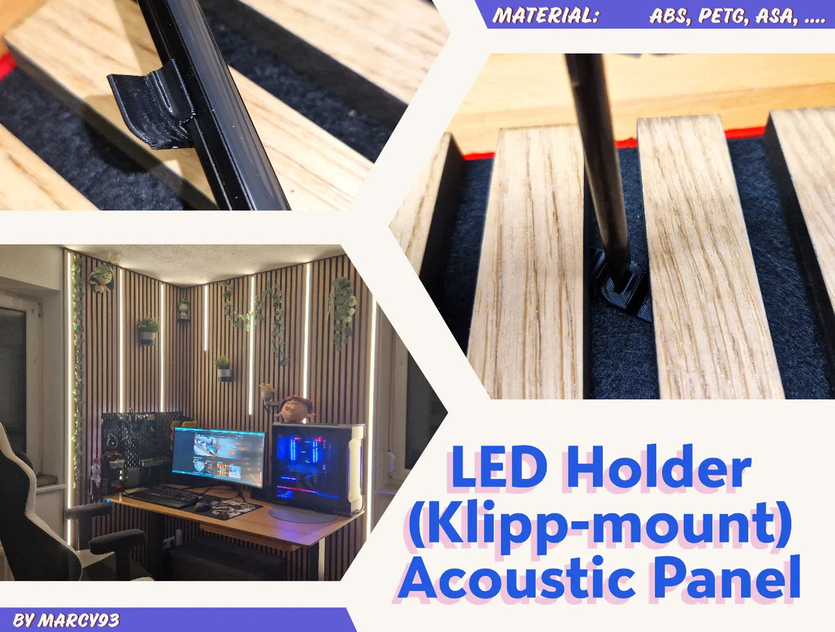Panneau acoustique LED Klipp (sans perçage ni collage) - Music Print