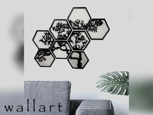 Décoration murale arbre hexagonal en 8 pièces - Art Print