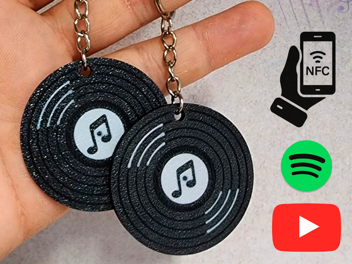 Porte-clés Disque Vinyle avec NFC pour Youtube / Spotify - Music Print