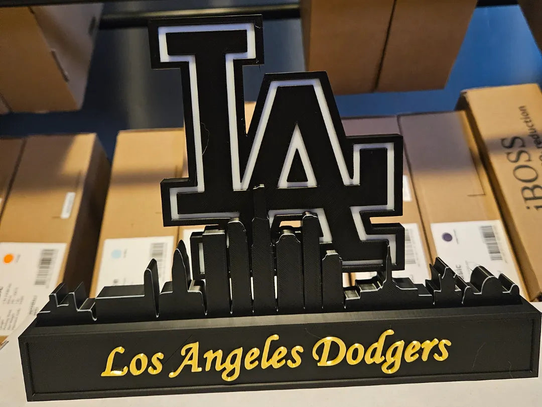 Les Dodgers de Los Angeles avec l'horizon de Los Angeles - Voyage Print