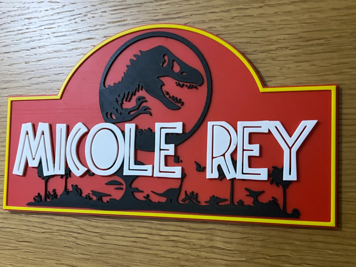 Plaque de porte chambre Jurassic Park (Personnalisable) - Geek Print