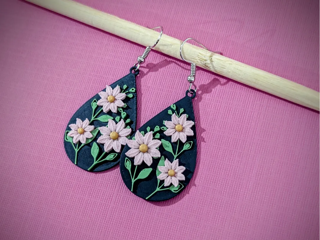 Boucles d'oreilles goutte de rosée fleurie - Bijoux Print