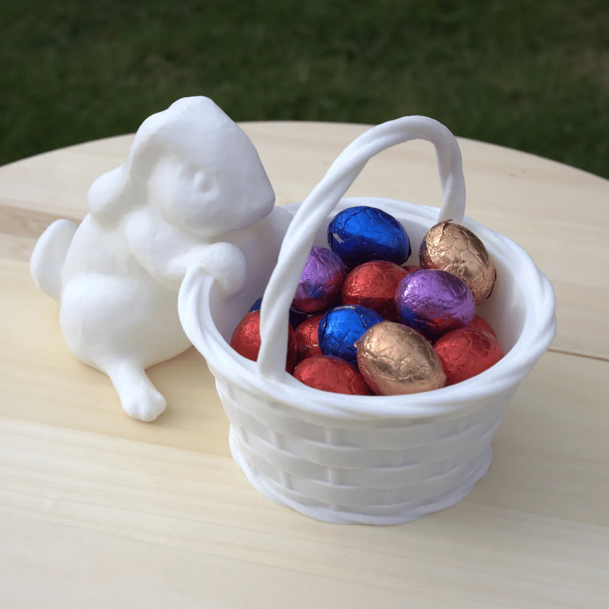 Magnifique lapin de Pâques avec panier à œufs adorable - Fêtes Print