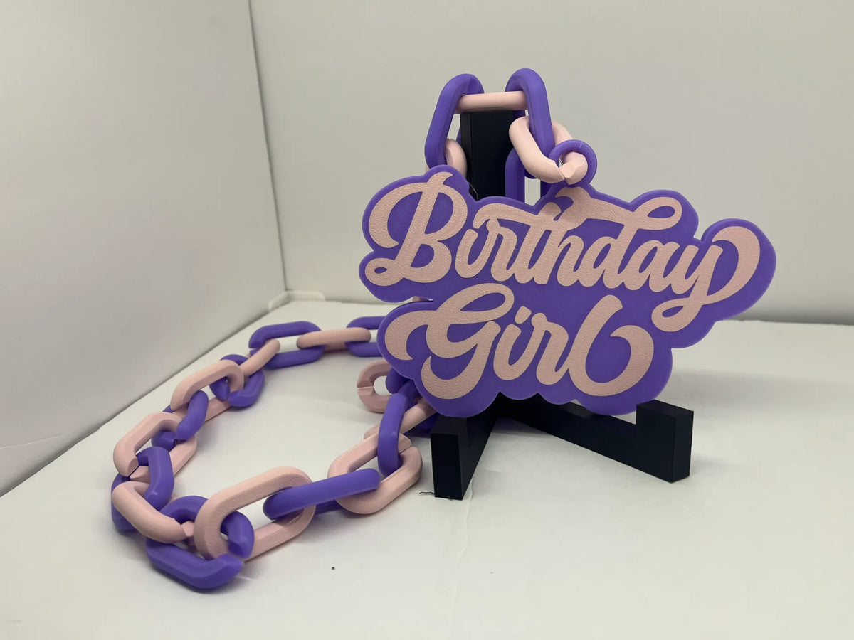Collier chaîne Joyeux Anniversaire Fille - Fêtes Print