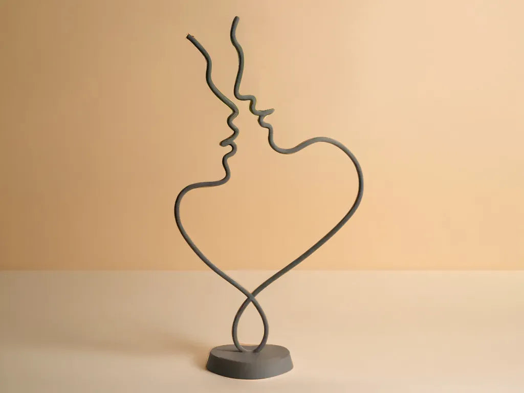 Statuette en forme de cœur d'art linéaire pour la Saint-Valentin - Figurine Print