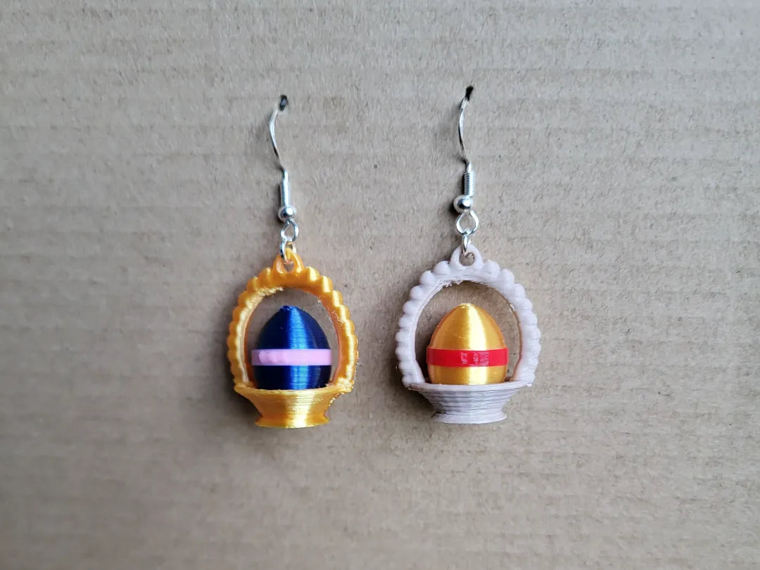 Boucles d'oreilles en forme de panier de Pâques - Fêtes Print