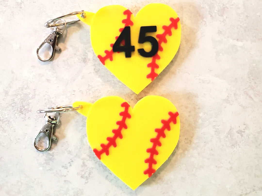 Porte-clés/étiquette de sac de softball/baseball personnalisable - Cadeau Print