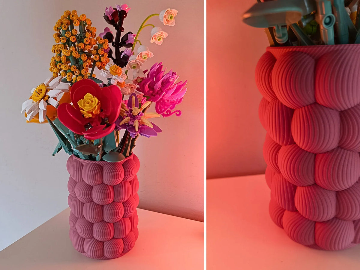 Vase framboise pour fleurs en briques - Maison Print