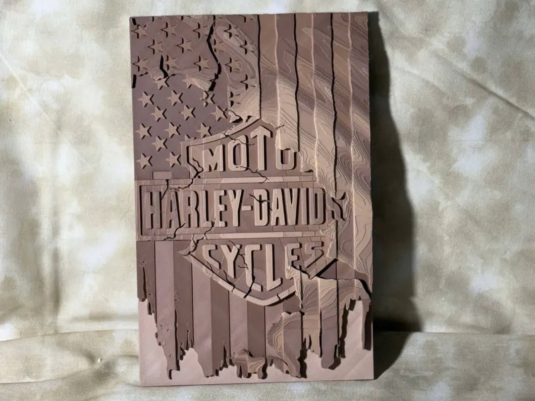 Drapeau américain déchiré Harley Davidson - Auto Print