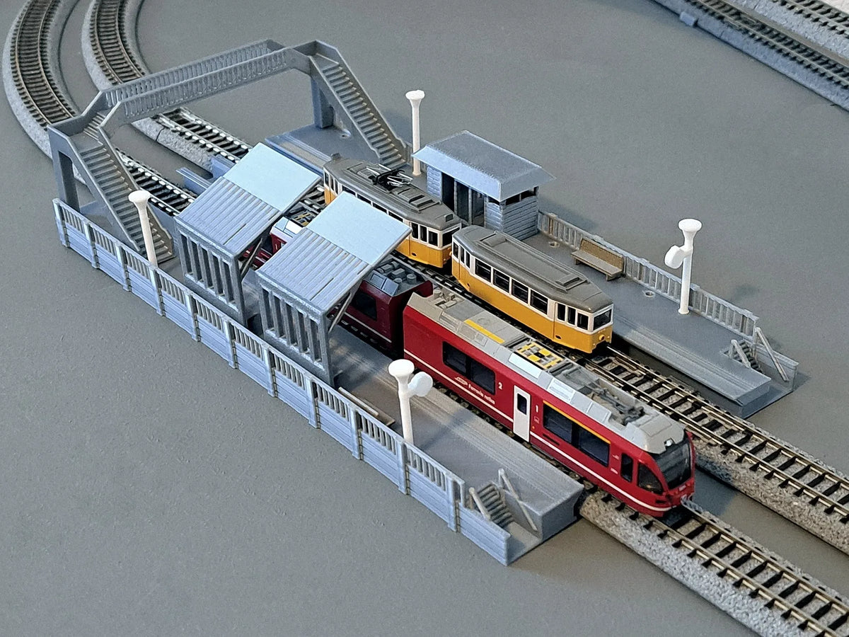 Plateforme ferroviaire double voie - Échelle N - Maquette Print