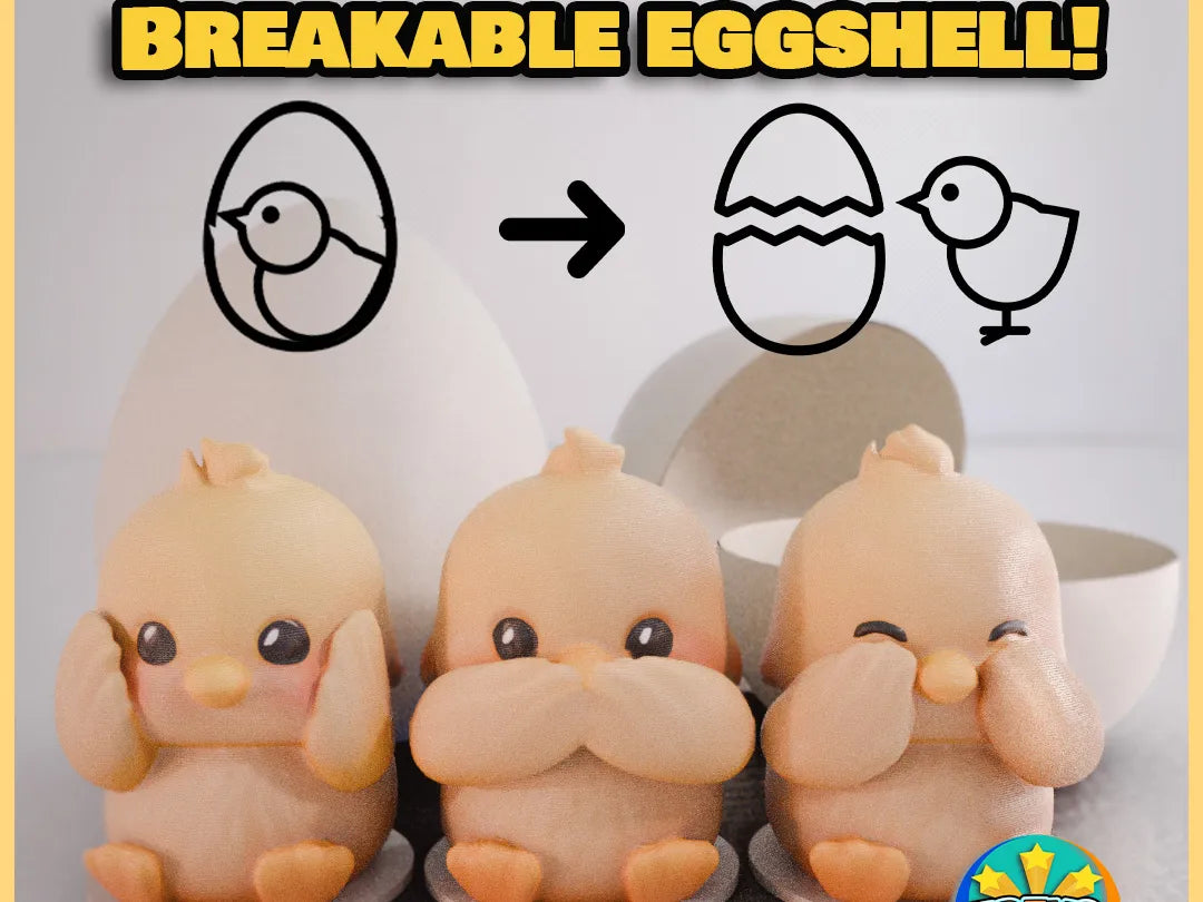 Trois adorables poussins de Pâques - dans un ŒUF Fragile - Fêtes Print