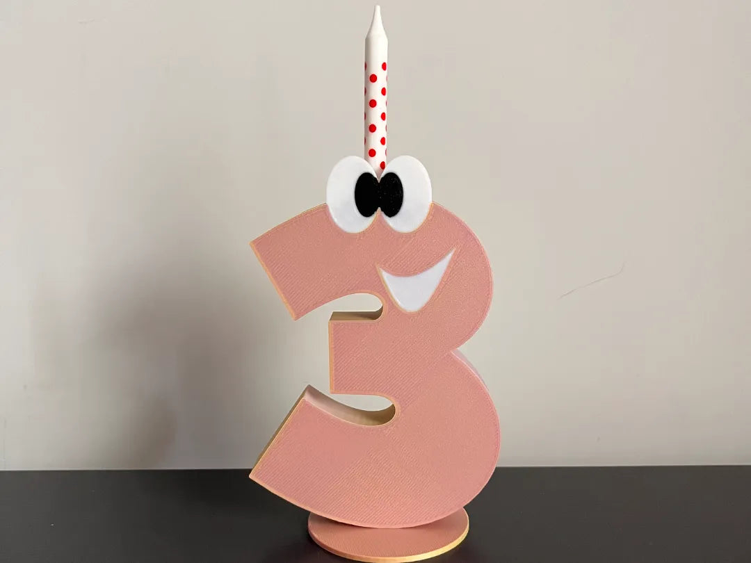 Bougie porte-bougie drôle numéro 3 pour gâteau d'anniversaire - Fêtes Print