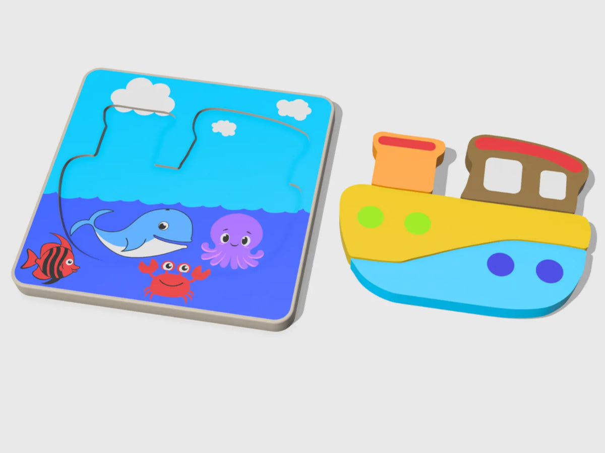 Puzzle Bébé – Bateau Haut en Couleur et Amis de l'Océan - Bébé Print