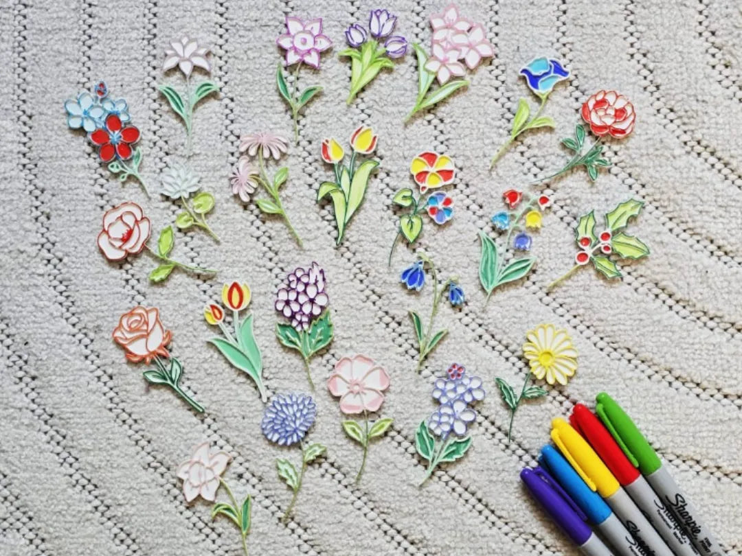 Ensemble de fleurs à colorier pour la fête des mères, cadeau pour maman - Cadeau Print