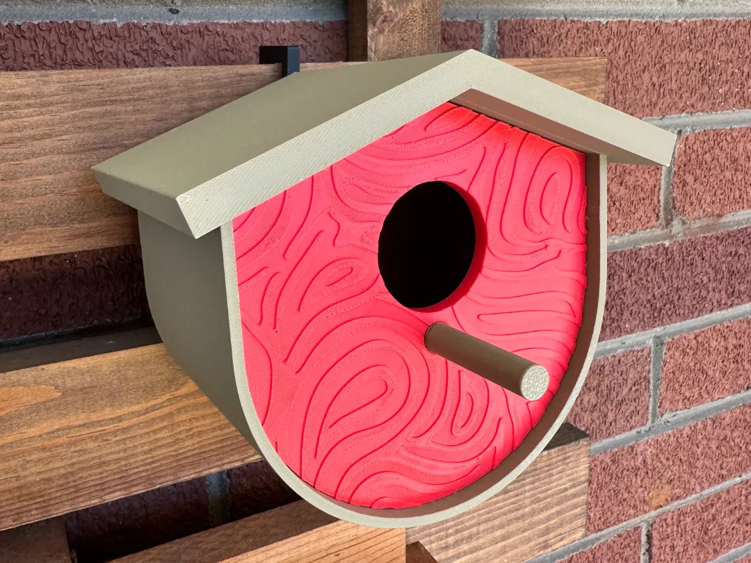 Nichoir moderne rond avec toit et design abstrait - Outdoor Print