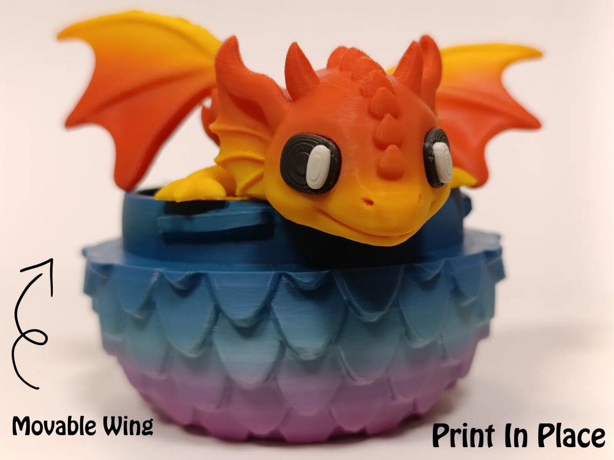 Dragon articulé ailé fantastique - avec œuf - Figurine Print