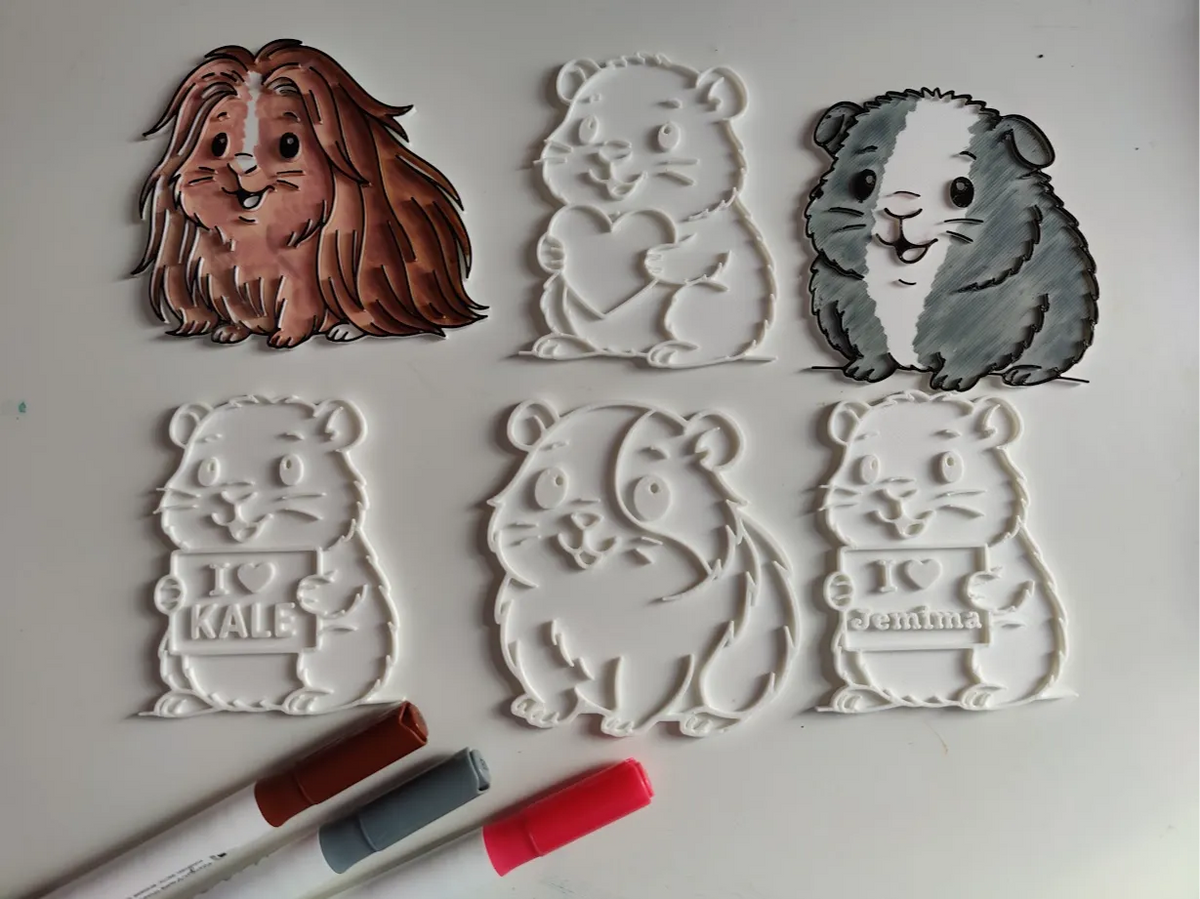Ensemble de coloriage de cobayes mignons et personnalisable - Pet Print