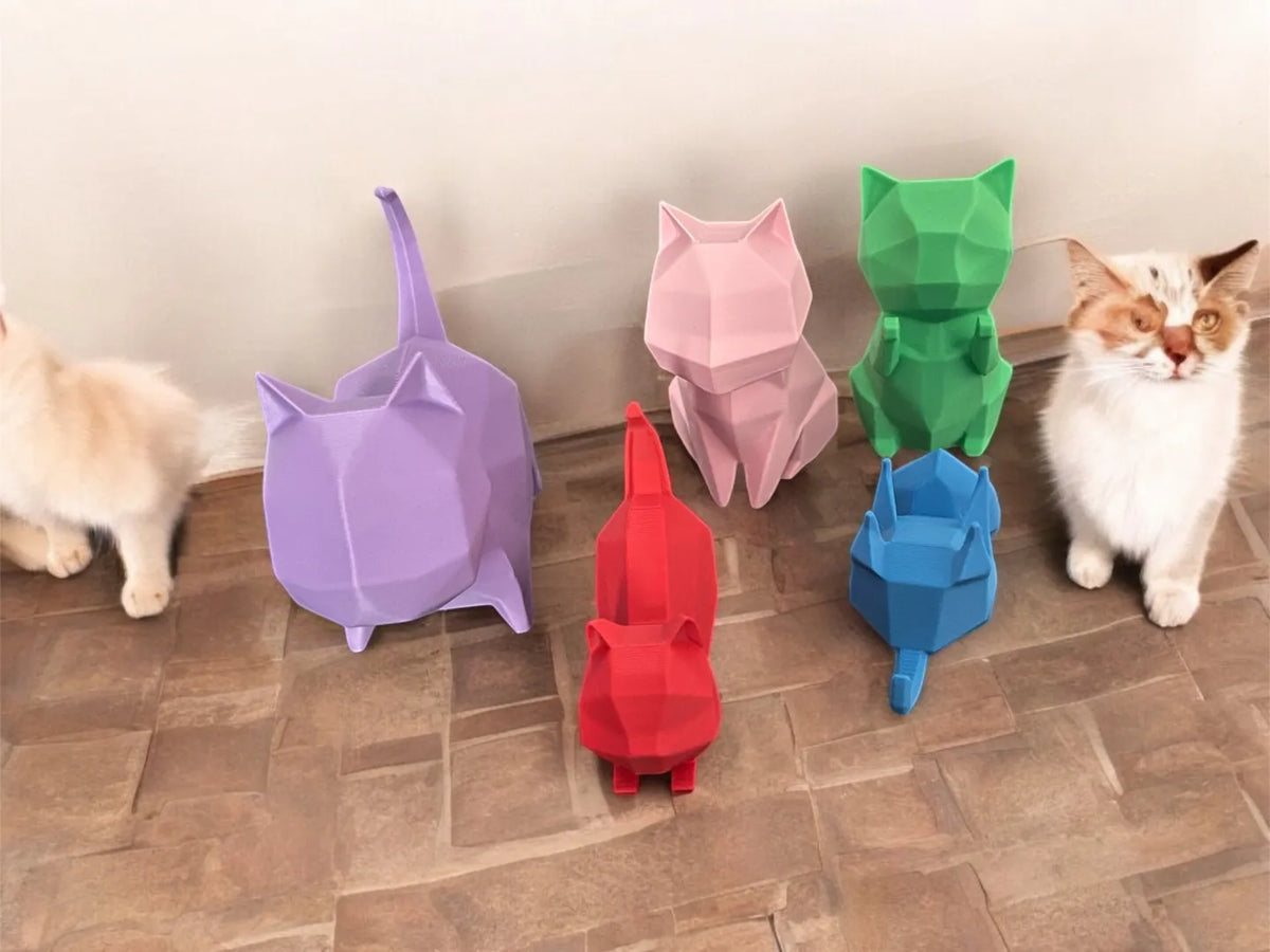 Famille de chats low poly moderne – Décoration intérieure imprimée en 3D - Art Print