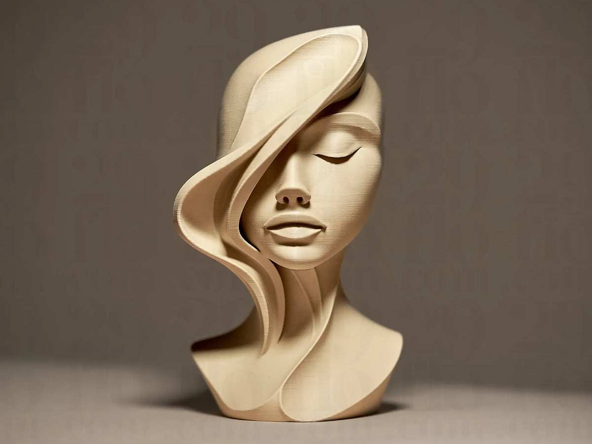 Sculpture abstraite de visage de femme - Art Print