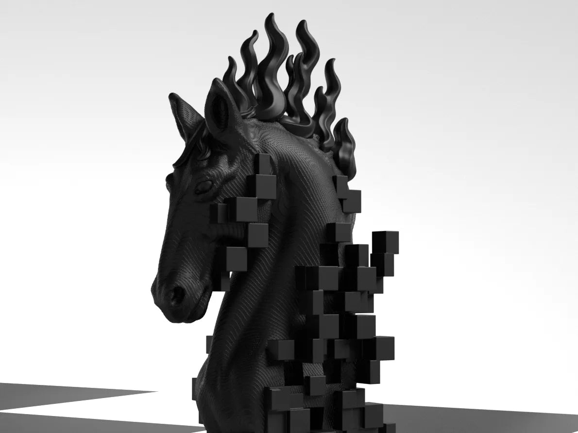 Sculpture de cheval pixelisée abstraite - Décor d'art moderne - Geek Print