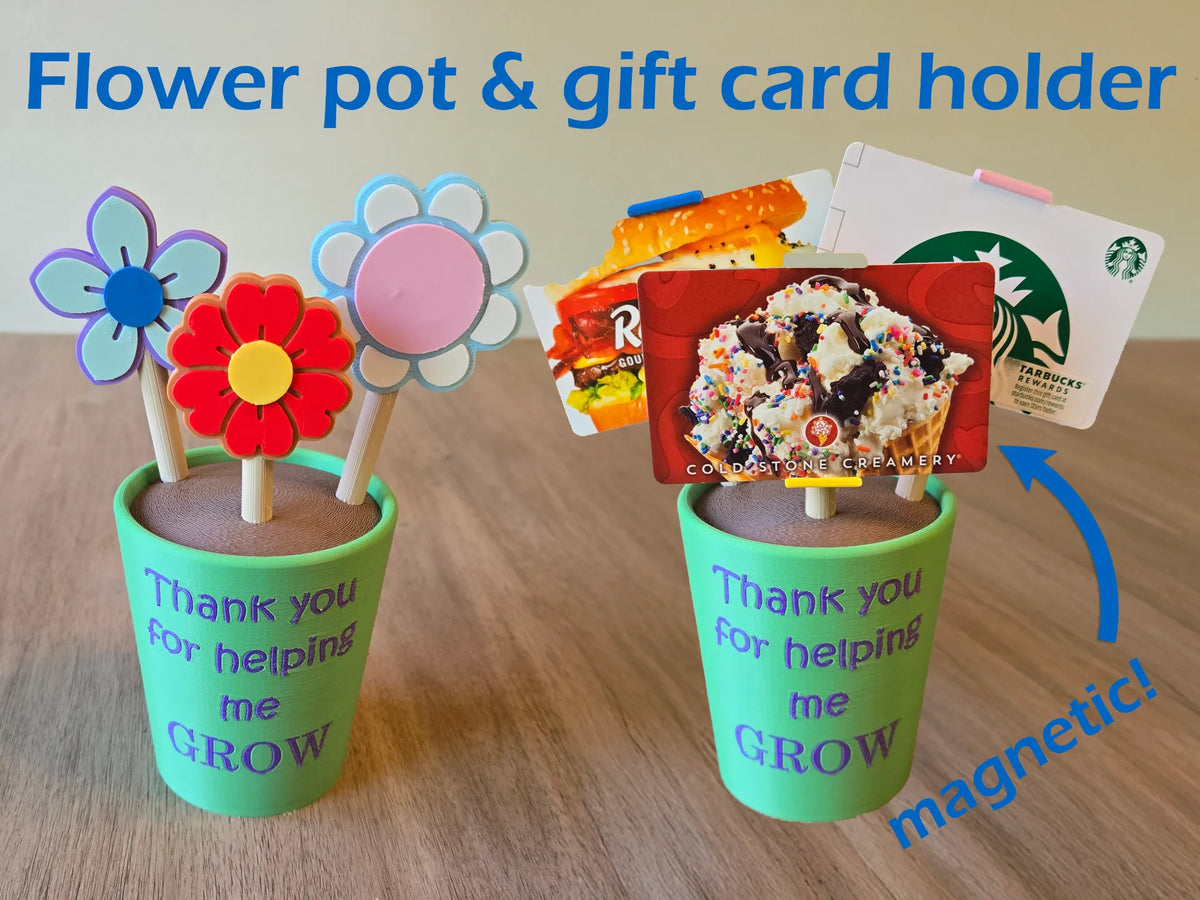 Pot à fleurs et support pour carte cadeau - Cadeau Print