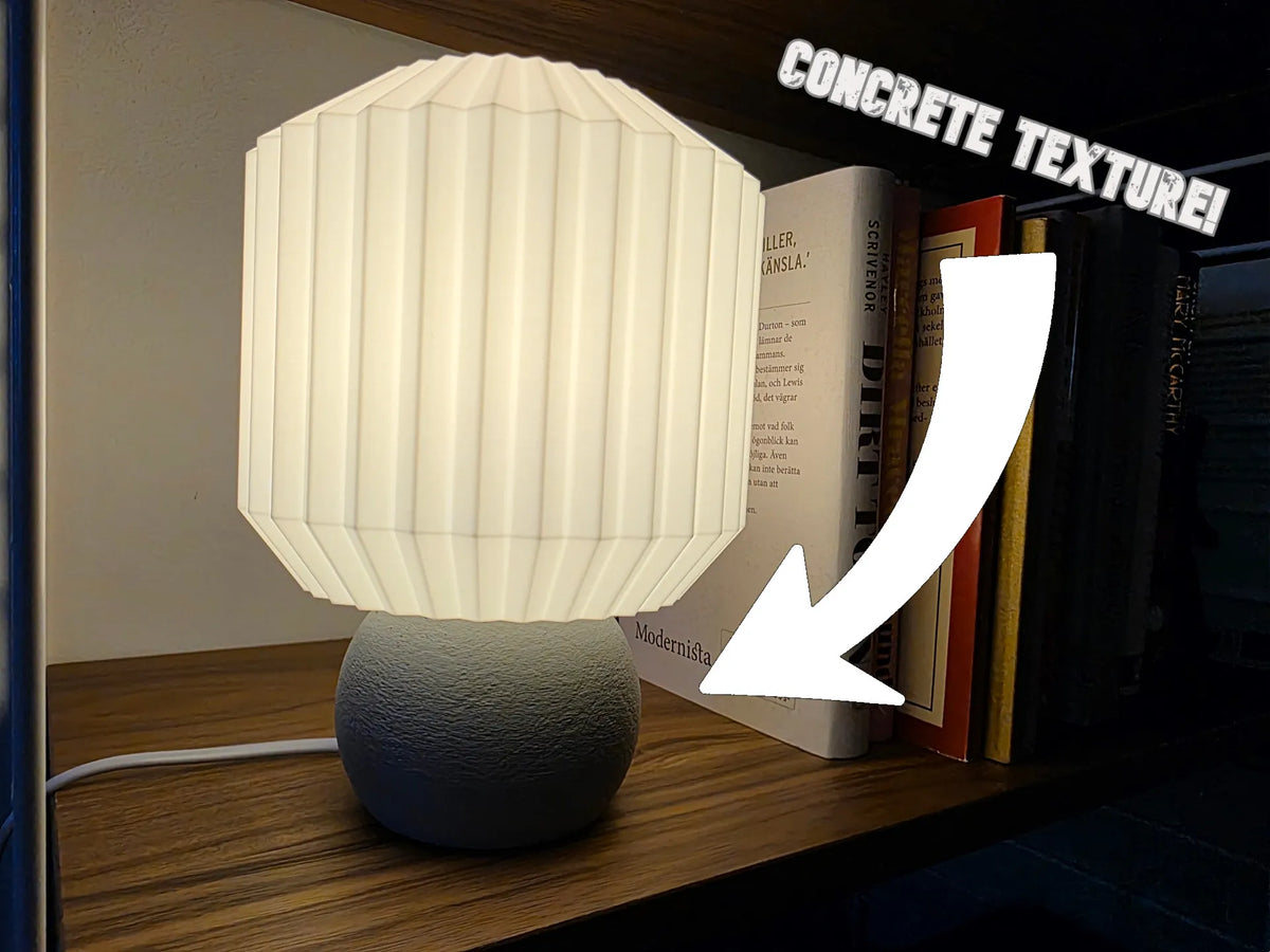 Lampe Plissée Moderne avec Socle en Béton E27 - Lumière Print