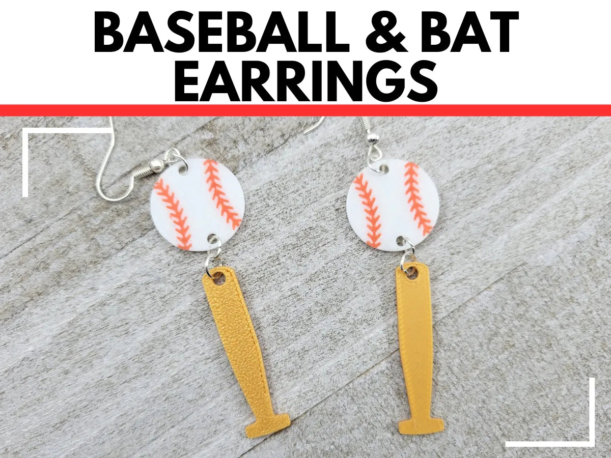 Boucles d'oreilles pendantes baseball et batte de baseball - Bijoux Print