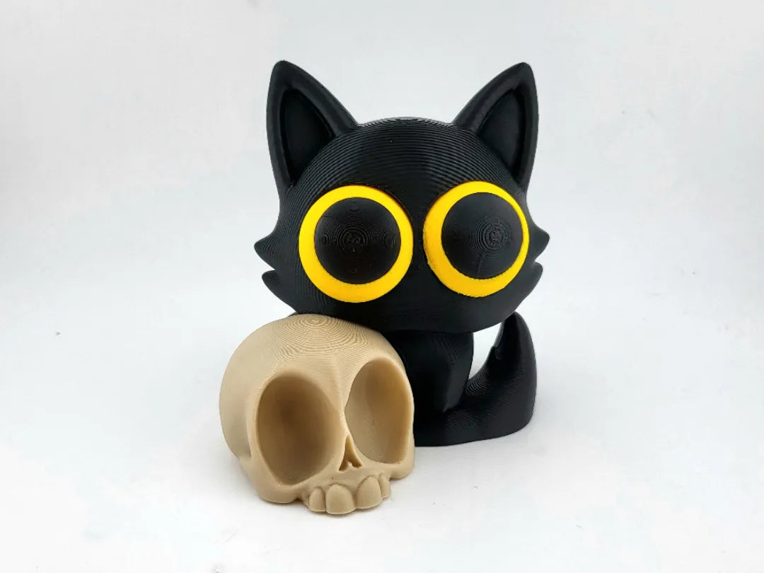 Chat démon kawaii avec décoration de bureau crâne mignon adorable - Figurine Print