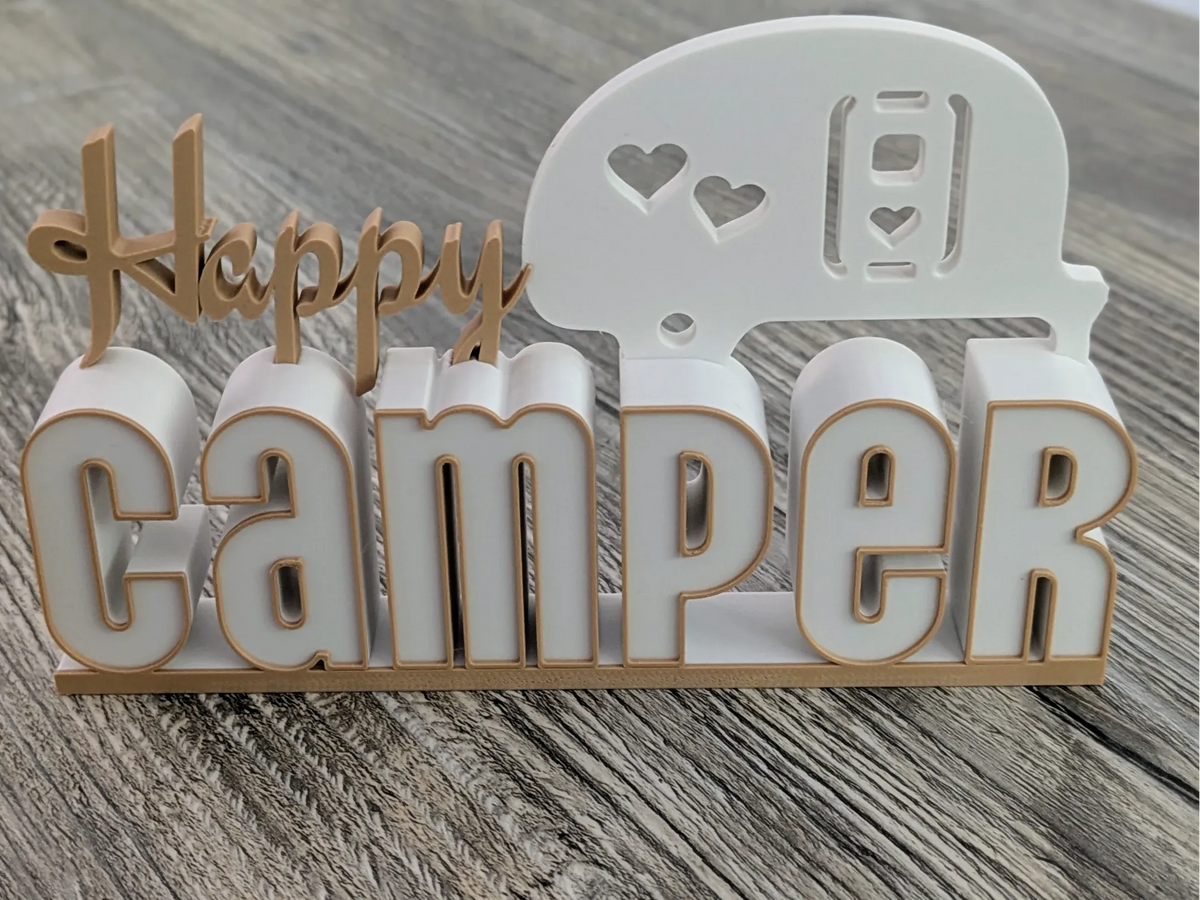 Plaisir du camping – Panneau imprimable en 3D avec caravane - Outdoor Print