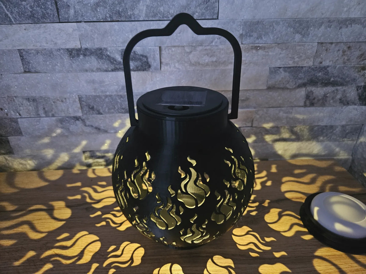 Lanterne de jardin « Flamme » pour éclairage solaire, lampe à piles et bougie chauffe-plat - Lumière Print