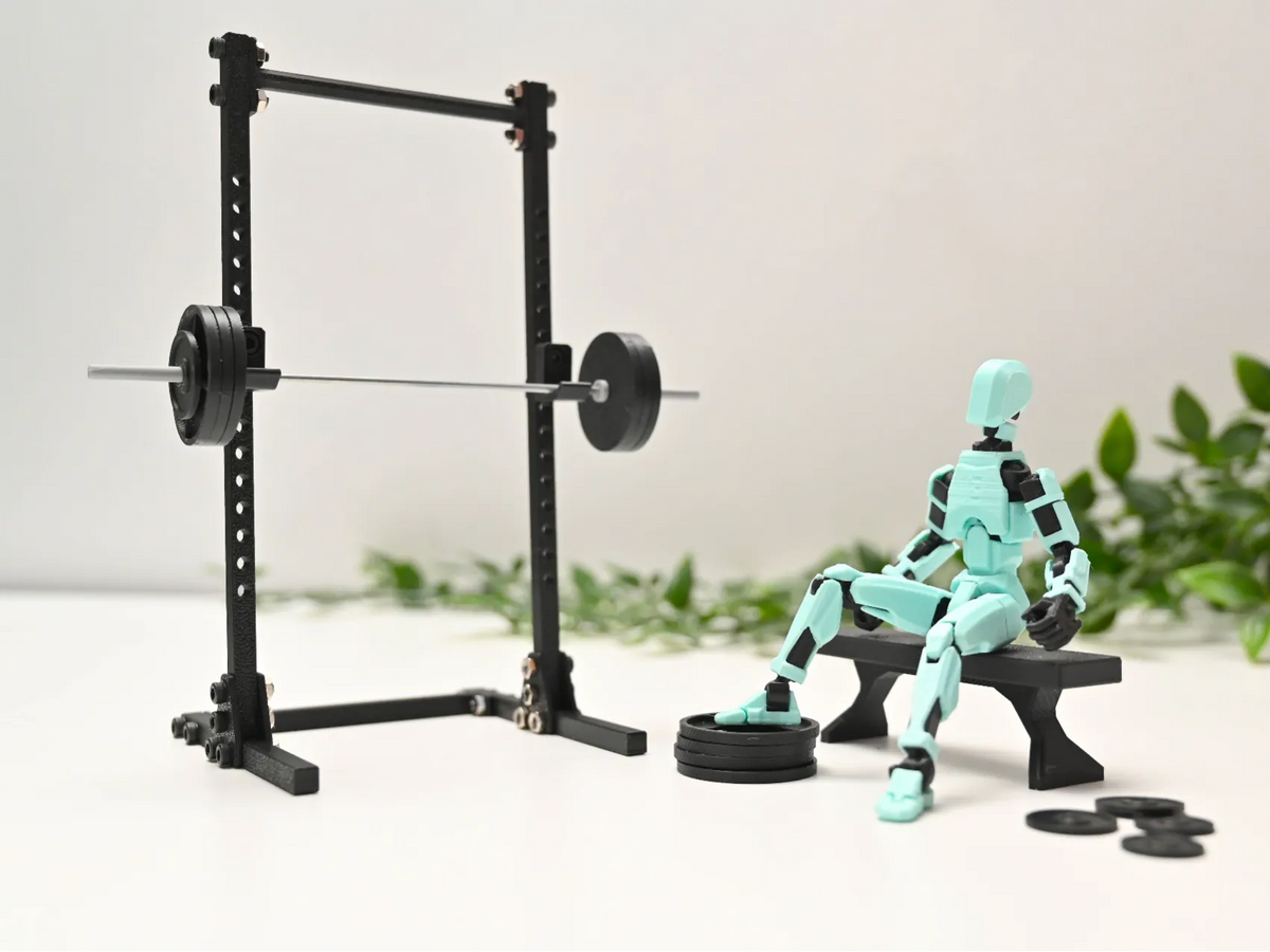 Mini-rack de musculation avec banc, barre et poids - Sport Print