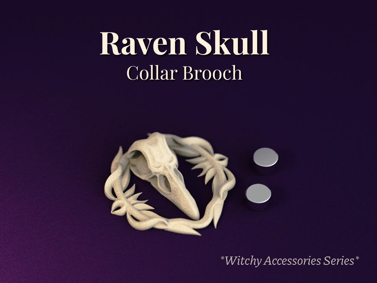 Broche Raven Skull - Revers de Sorcière - Bijoux Print