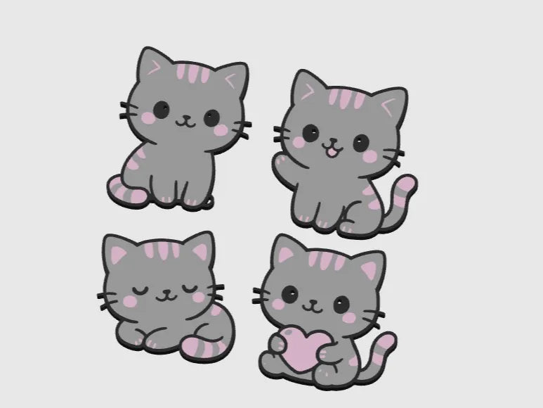 Charmes mignons de chatons pour boucles d'oreilles - Bijoux Print