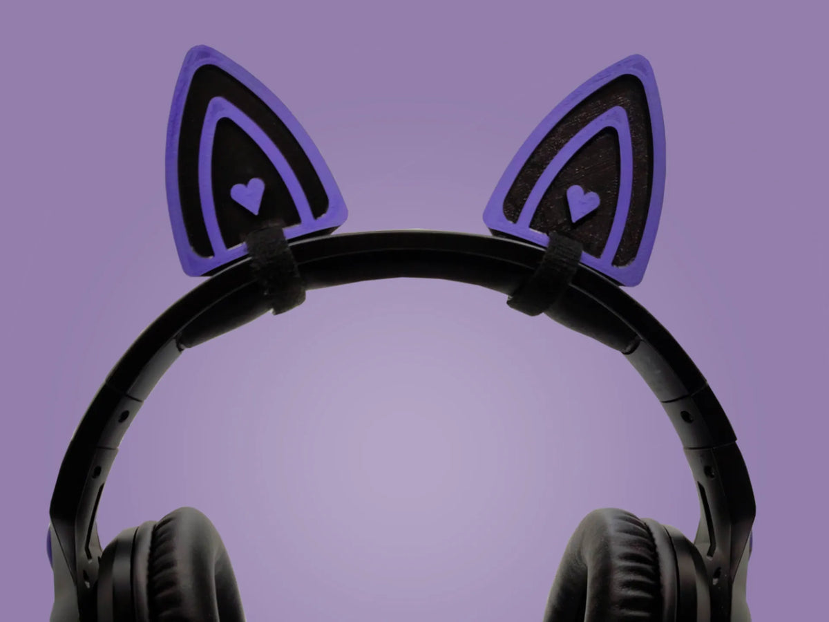 Oreilles de chat pour casque avec cœur - Cosplay Print