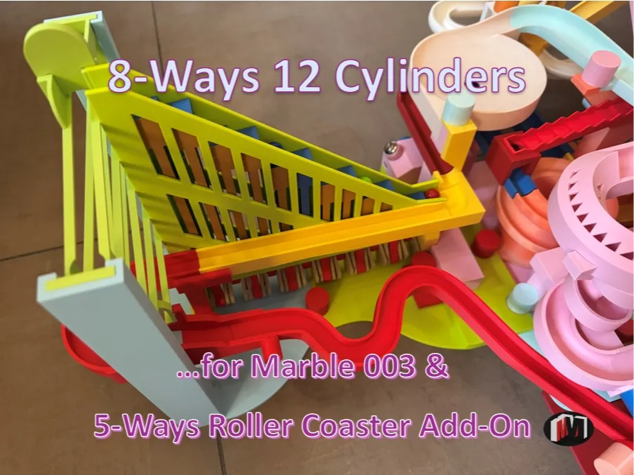 Circuit de billes 003 : module additionnel 8 voies, 12 cylindres - Jeux Print
