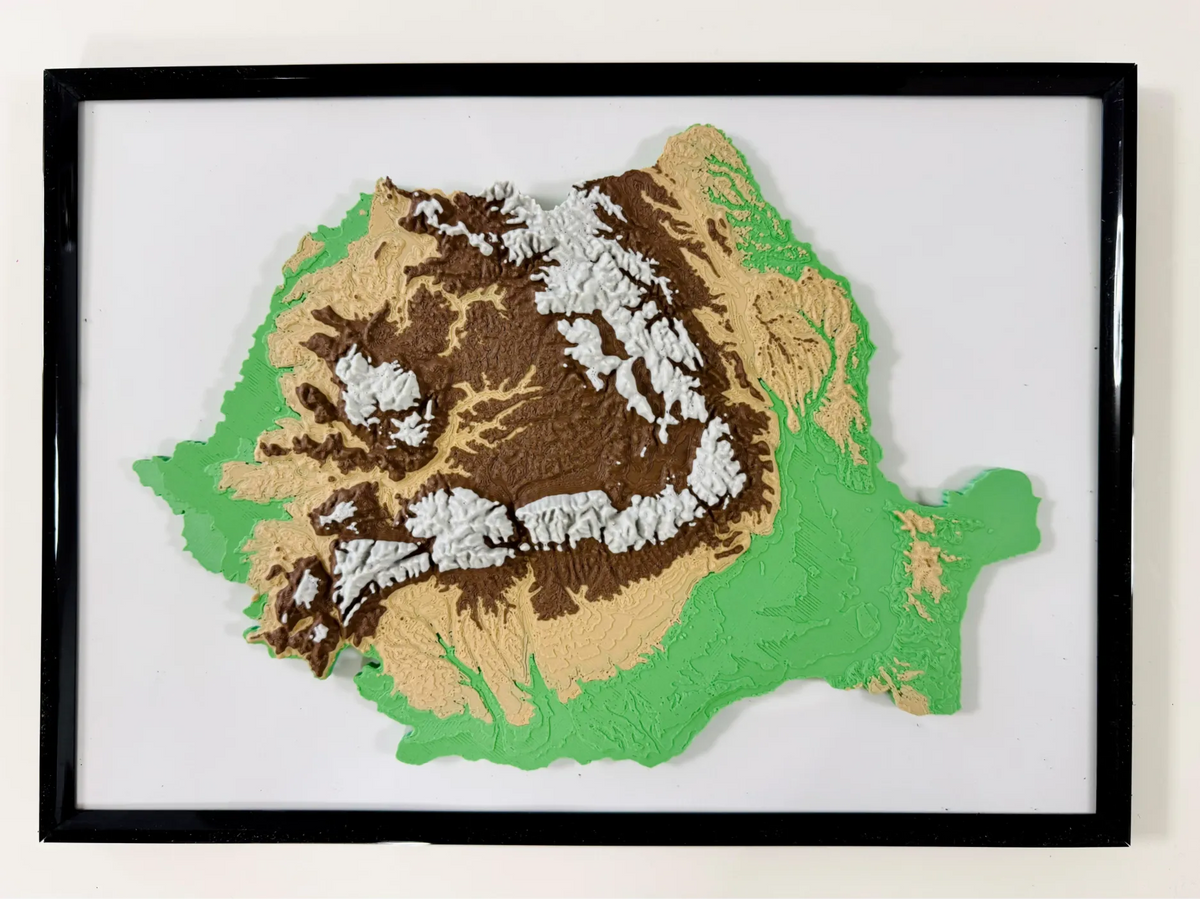 Carte en relief de la Roumanie - Art Print