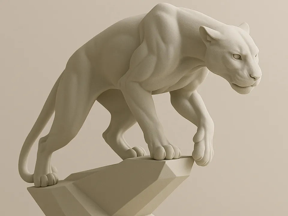 Panthère géométrique – Sculpture imprimable en 3D - Art Print