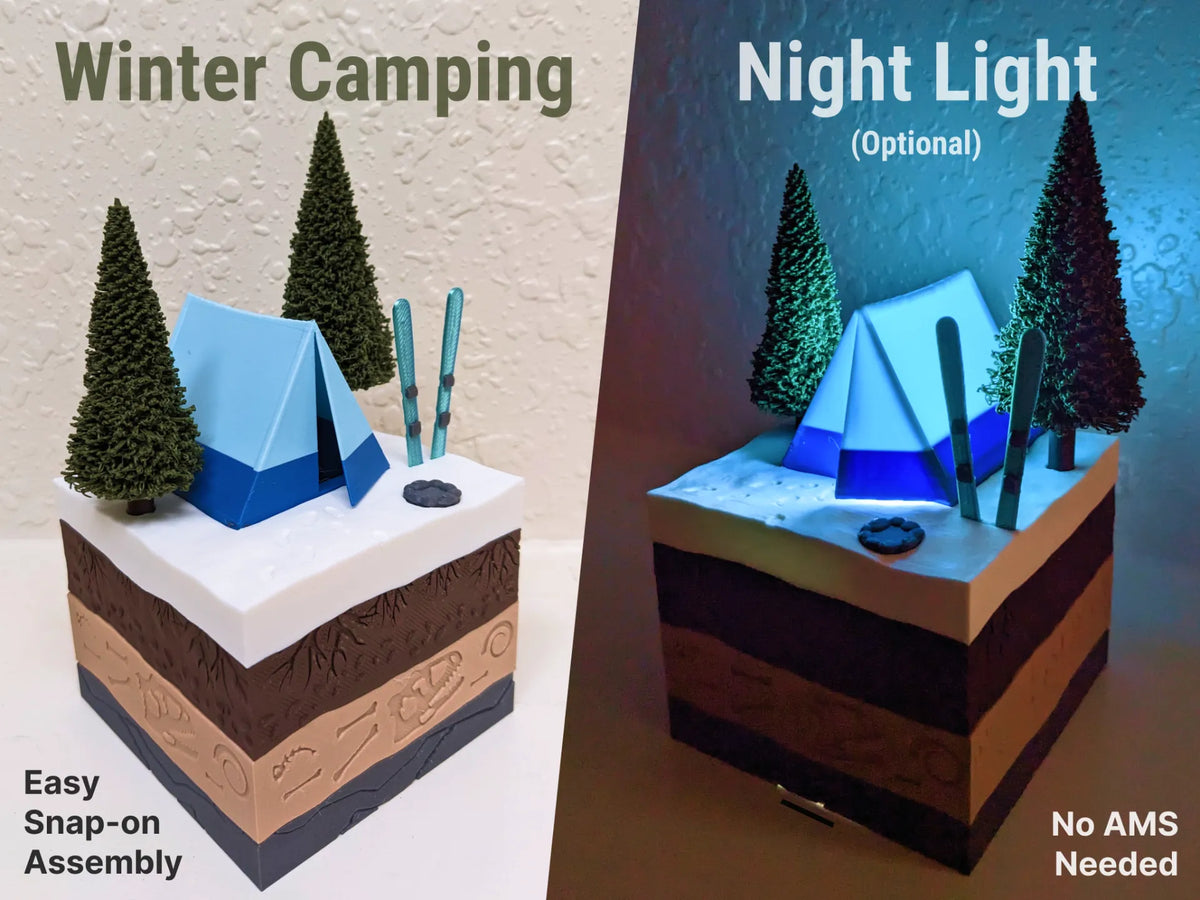 Biome de camping d'hiver avec veilleuse en option - Outdoor Print