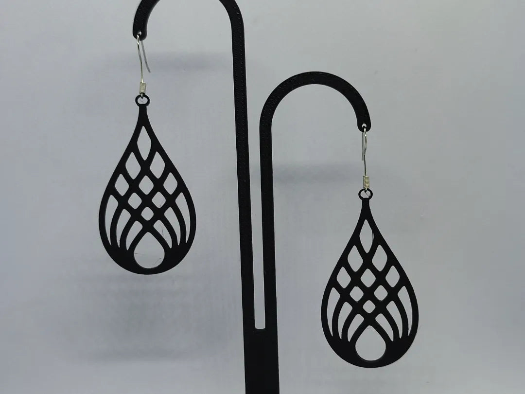 Black Lattice Earrings - Bijoux Print