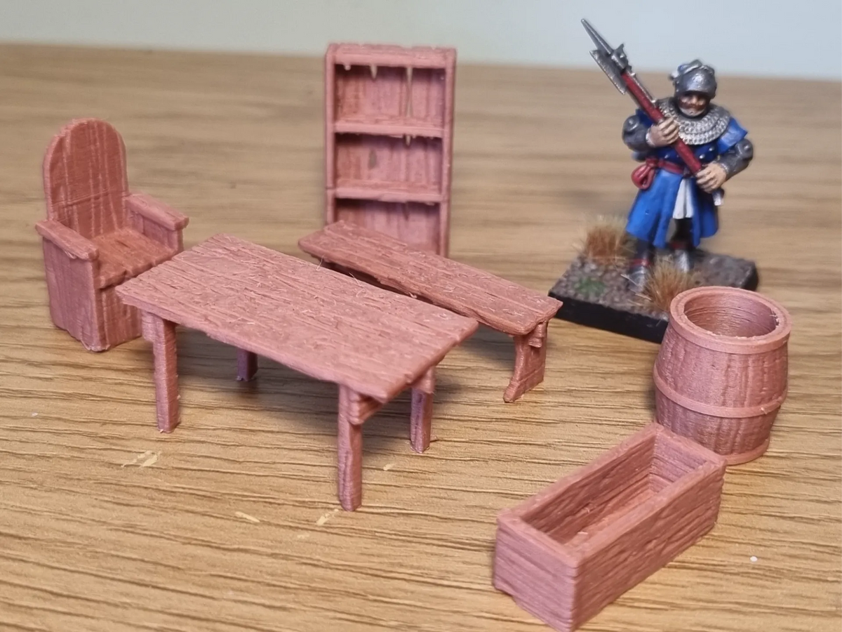 Décor de mobilier médiéval, échelle 28 mm - Maquette Print