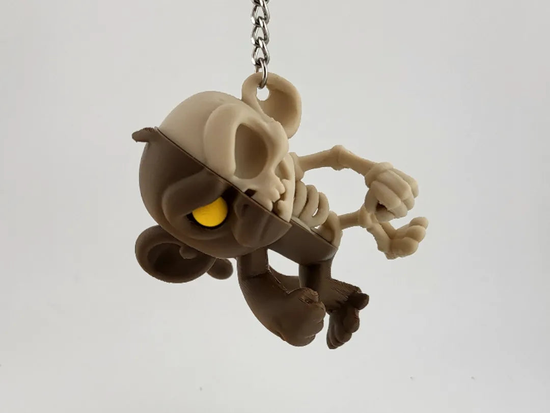 Porte-clés squelette de singe kawaii - Charme adorable - Figurine Print