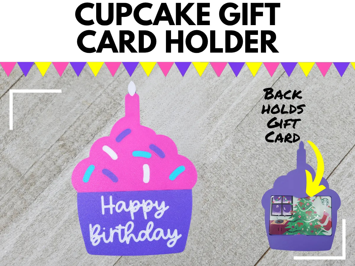 Porte-carte cadeau cupcake joyeux anniversaire avec bougie - Fêtes Print