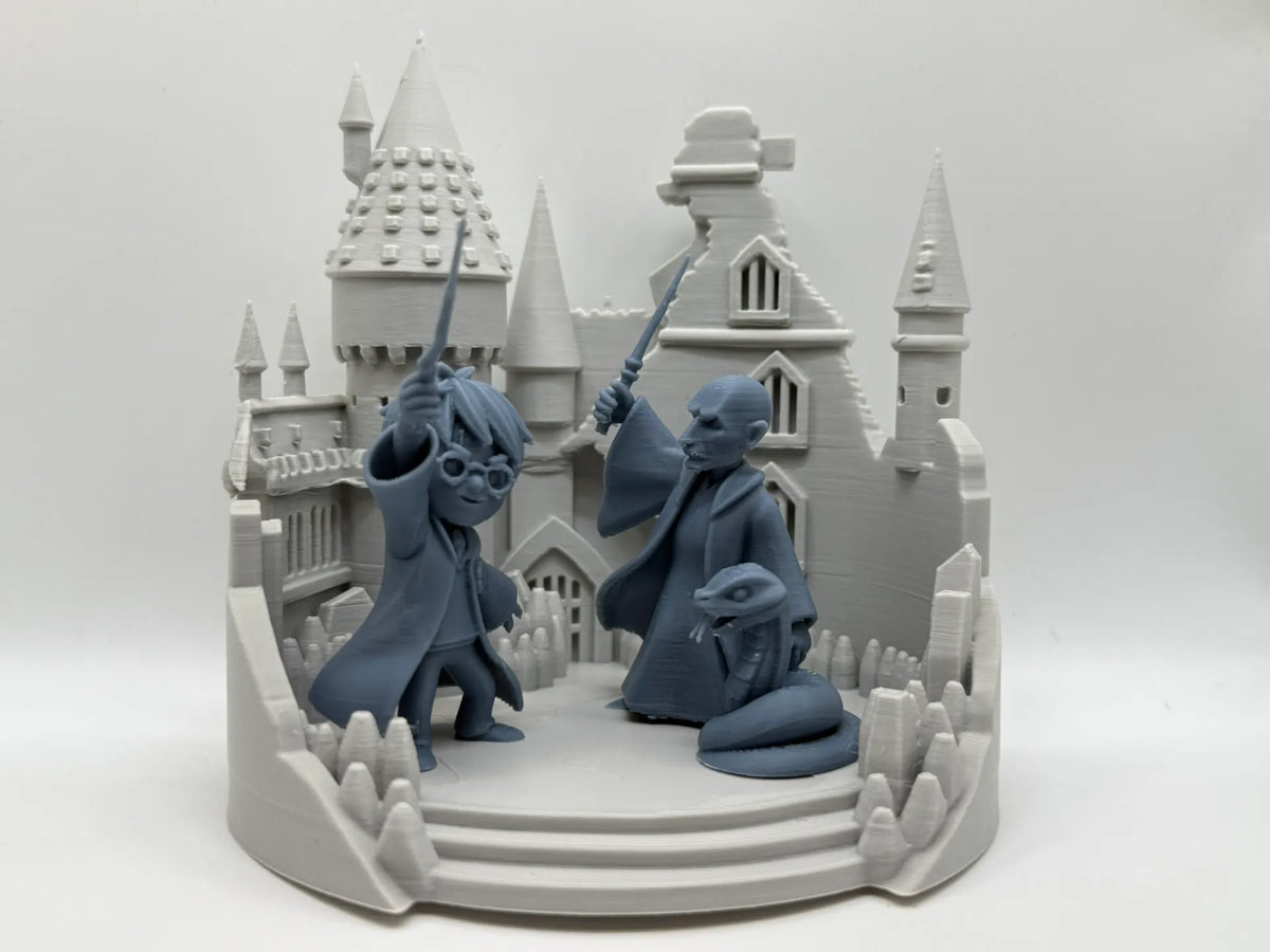 Diorama caricatural d'Harry Potter contre Voldemort - Geek Print