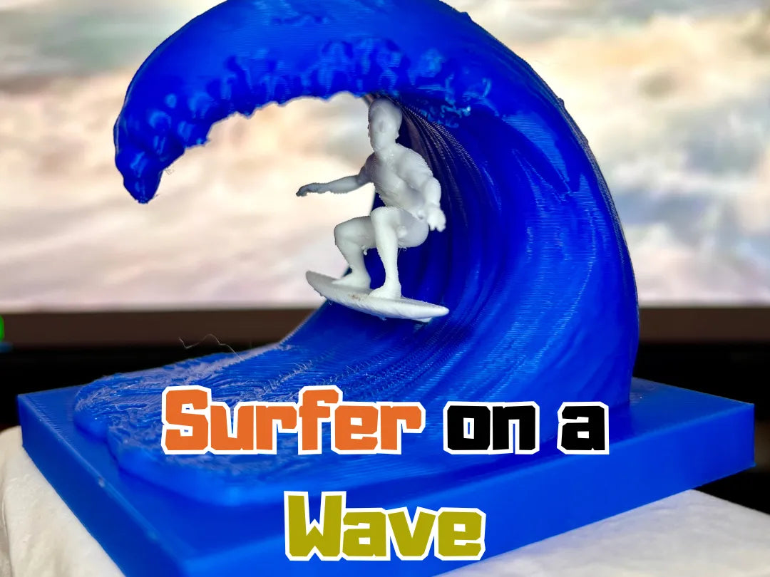 Surfeur sur une vague - Sculpture imprimable en 3D - Art Print