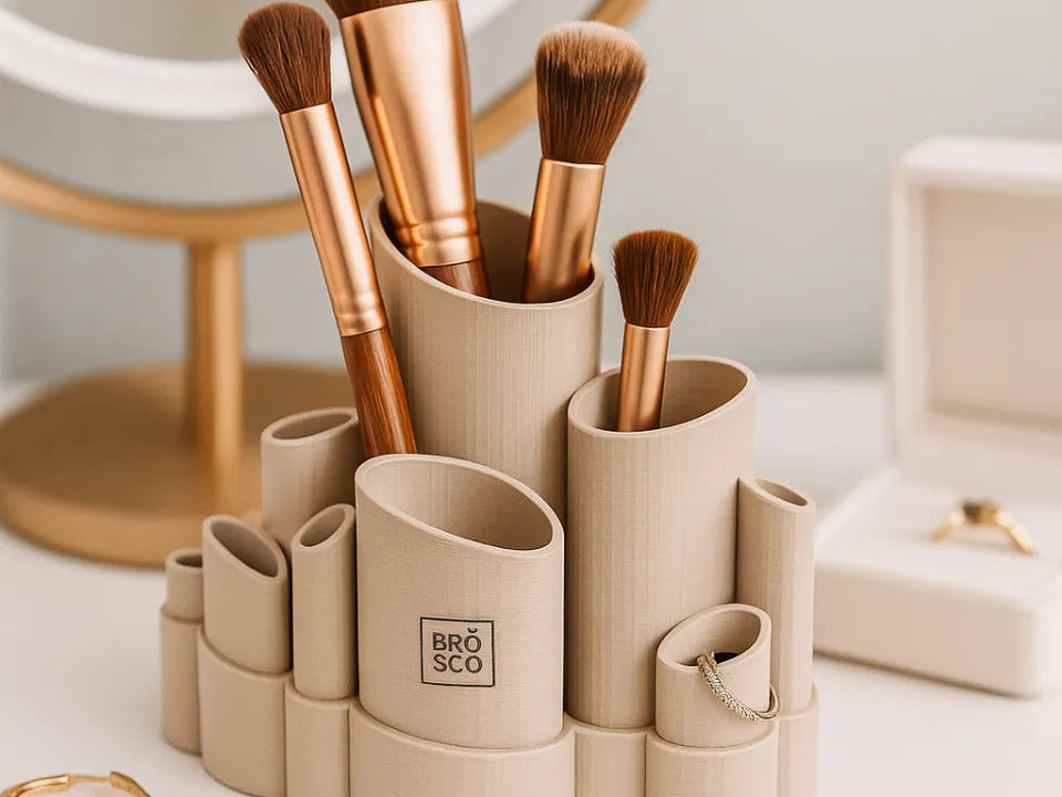 Brosco - Organiseur de bureau maquillage/miroir (Voronoi) - Beauté Print