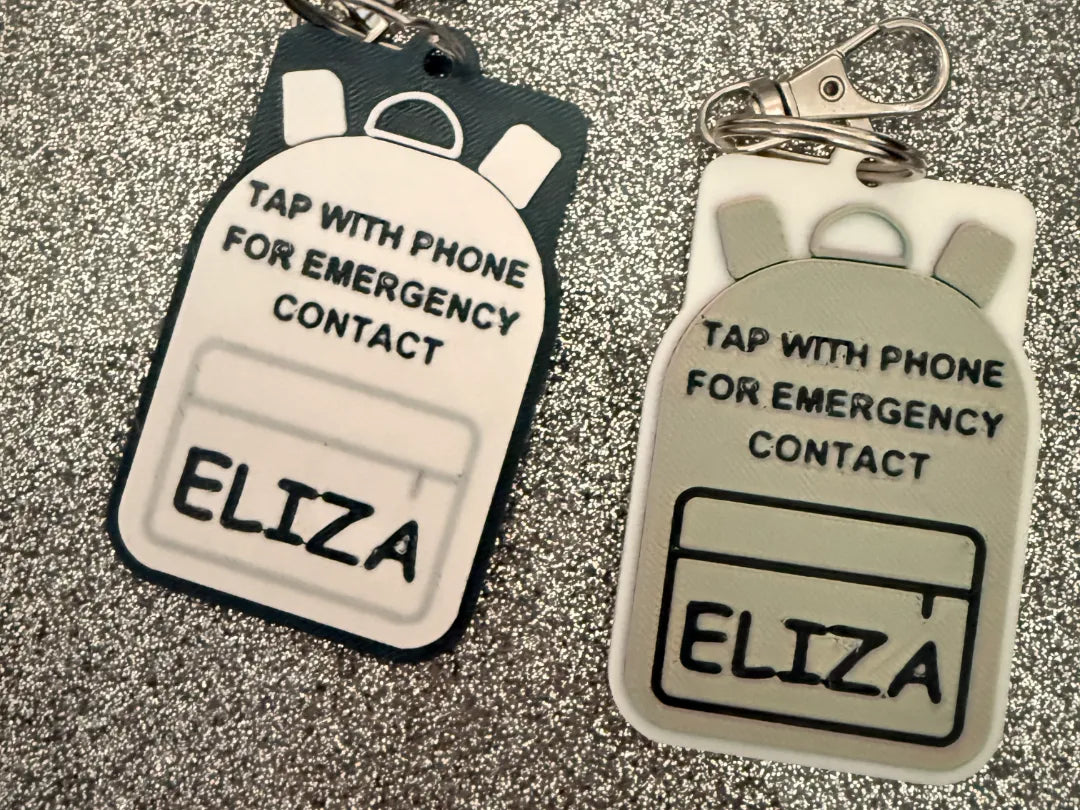 Porte-clés NFC de contact d'urgence pour sac à dos - NFC Print
