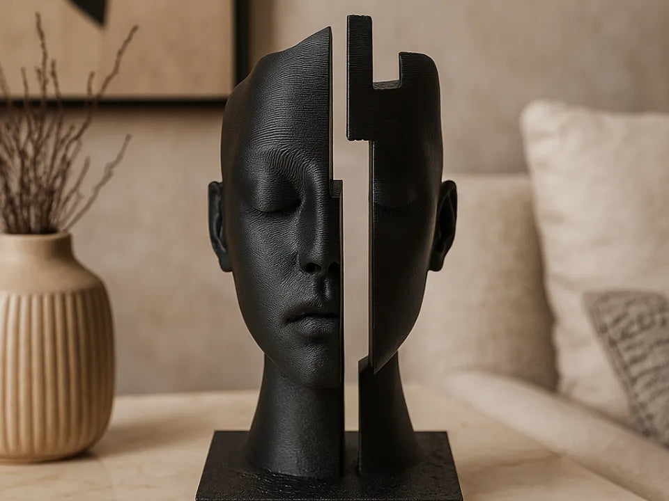 Sculpture abstraite visage - Art moderne - Art Print
