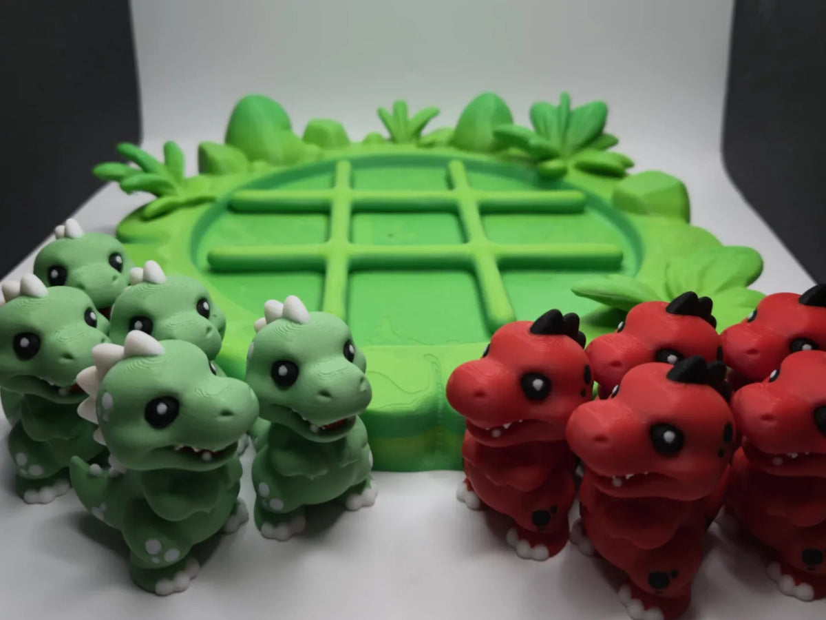 Duel de Dinosaures : Tic-Tac-Toe Rouge contre Vert - Jeux Print