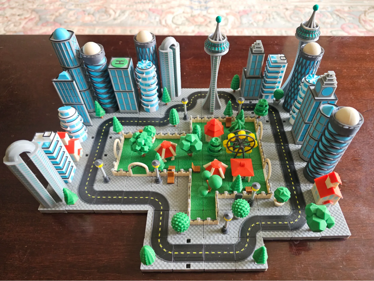 Clicky City - Un diorama de ville basé sur des tuiles magnétiques - Art Print
