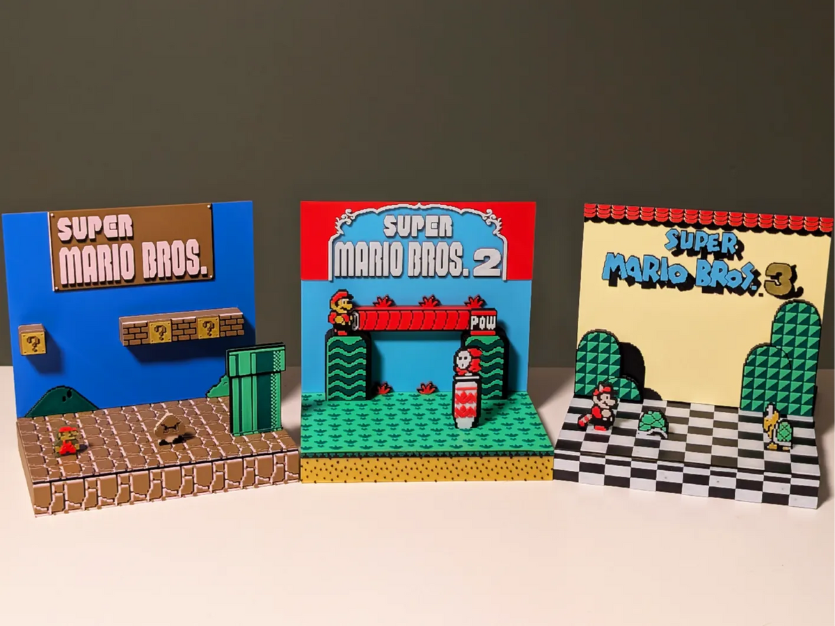 Trilogie Diorama Super Mario Bros 1 à 3 Nes - Geek Print